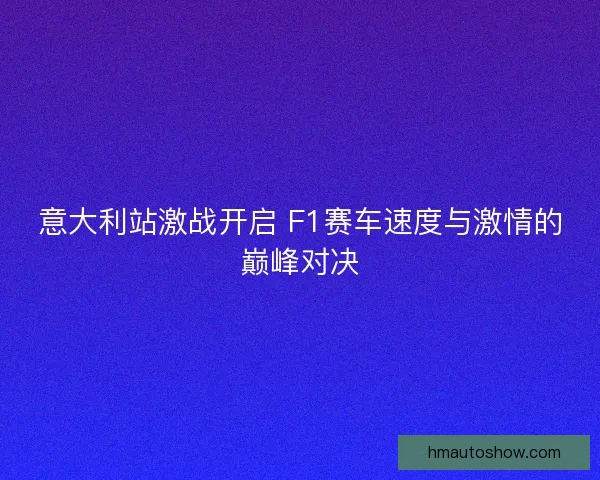 意大利站激战开启 F1赛车速度与激情的巅峰对决