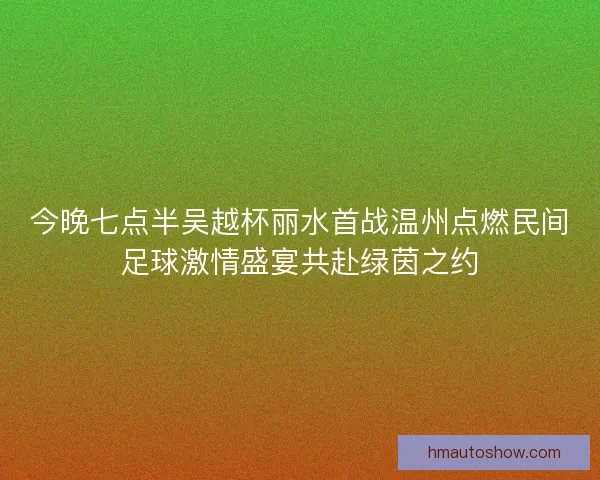 今晚七点半吴越杯丽水首战温州点燃民间足球激情盛宴共赴绿茵之约